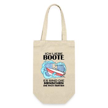 Motorboot Kapitän Bootsführerschein - Geschenkbeutel für Flaschen - Natur - Vorne