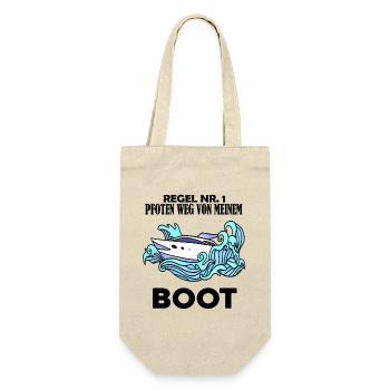 Motorboot Kapitän Boot Boote Seefahrt - Geschenkbeutel für Flaschen - Natur - Vorne