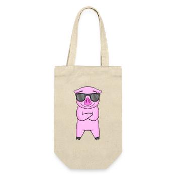 Pig with sunglasses - Gift Bag for Bottles - nature - Front