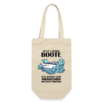 Motorboot Kapitän - Geschenkbeutel für Flaschen - Natur - Vorne