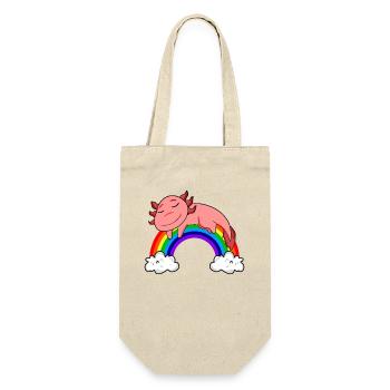 Regenbogen Axolotl - Geschenkbeutel für Flaschen - Natur - Vorne