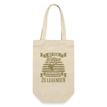 Bogenschiessen mit dem Bogen in den Händen - Geschenkbeutel für Flaschen - Natur - Vorne