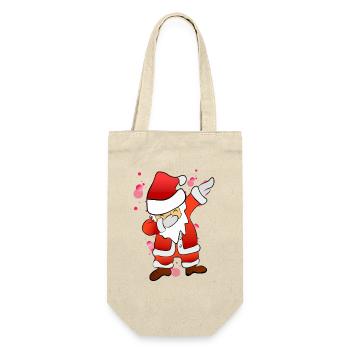 Dabbing Nikolaus - Geschenkbeutel für Flaschen - Natur - Vorne