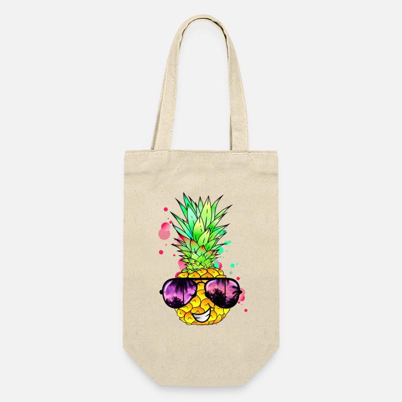 Ananas cool bunt spritzig - Geschenkbeutel für Flaschen - Natur