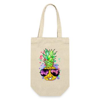 Ananas mit cooler Sonnenbrille - Geschenkbeutel für Flaschen - Natur - Vorne