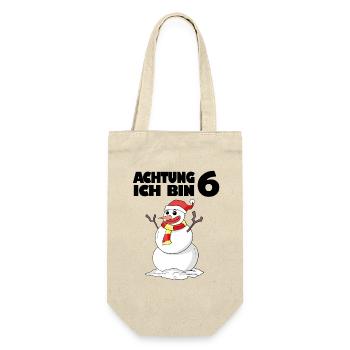 6.Geburtstag Schneemann 6 Jahre Geschenk - Geschenkbeutel für Flaschen - Natur - Vorne