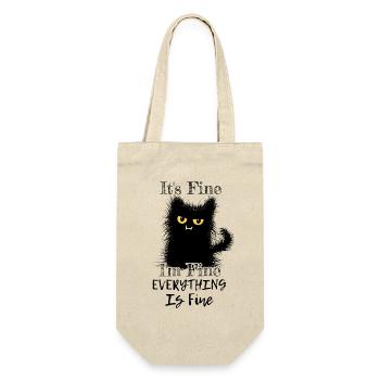 I'm Fine Everything Is Fine Wuschelige Katze - Geschenkbeutel für Flaschen - Natur - Vorne