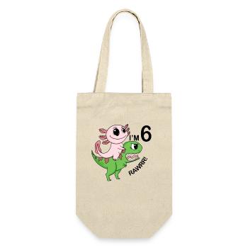 6. Geburtstag Motiv - 6 Jahre Geschenk - Geschenkbeutel für Flaschen - Natur - Vorne