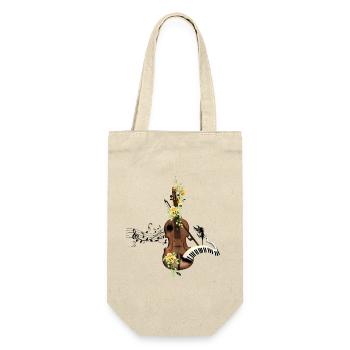 Wunderbare Geige mit Klavier und Blumen. - Geschenkbeutel für Flaschen - Natur - Vorne