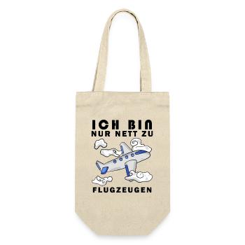 Modellflug Pilot Modellbau Flugzeug Modellbauer - Geschenkbeutel für Flaschen - Natur - Vorne