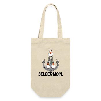 Selber Moin - Moin lustig - Geschenkbeutel für Flaschen - Natur - Vorne