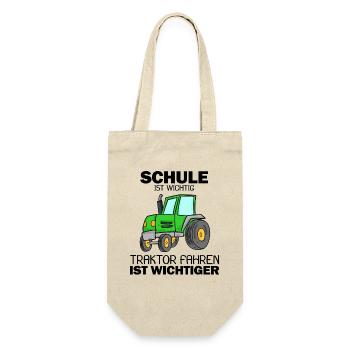 Trecker Bauer Landwirt Traktor Junge Geschenk - Geschenkbeutel für Flaschen - Natur - Vorne
