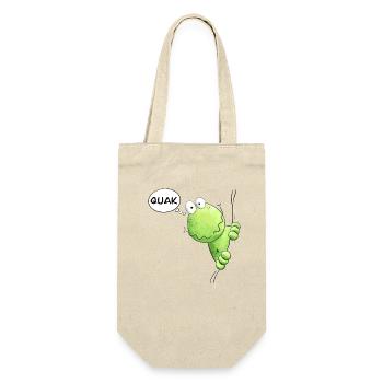 Lustiger Quak Frosch I Frosch Cartoon MODARTIS - Geschenkbeutel für Flaschen - Natur - Vorne