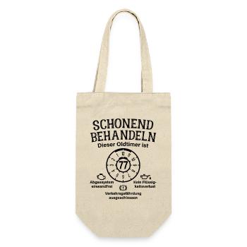 77. Geburtstag Schonend Behandeln Oldtimer Ist 77 - Geschenkbeutel für Flaschen - Natur - Vorne