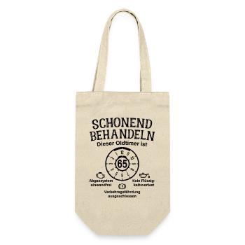 65. Geburtstag Schonend Behandeln Oldtimer Ist 65 - Geschenkbeutel für Flaschen - Natur - Vorne