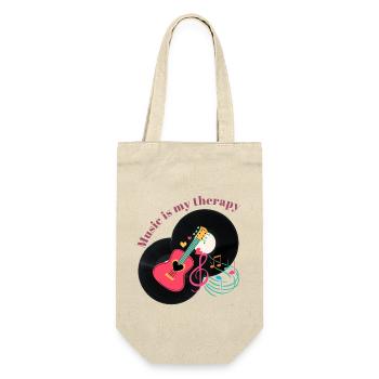 Music is my therapy - Music Lover Gift Idea - Geschenkbeutel für Flaschen - Natur - Vorne
