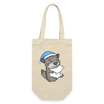 Katze Katzenrasse Sibirische Katze - Geschenkbeutel für Flaschen - Natur - Vorne