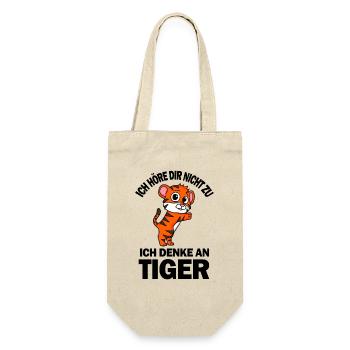 Tiger Spruch lustig - Ich denke an Tiger - Geschenkbeutel für Flaschen - Natur - Vorne