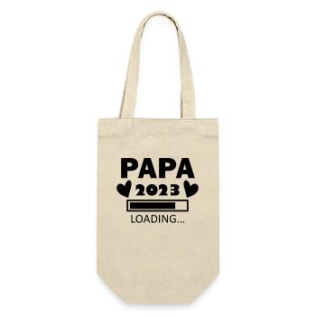 Papa 2023 - Papa werden - Geschenkbeutel für Flaschen - Natur - Vorne
