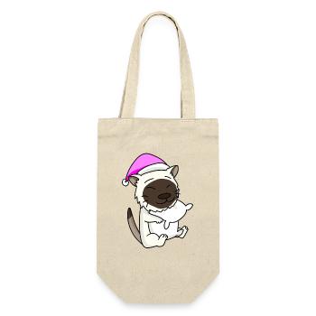 Katze Katzenrasse Birma - Geschenkbeutel für Flaschen - Natur - Vorne