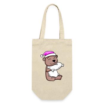 Bear with pillow and sleeping cap - Gift Bag for Bottles - nature - Front