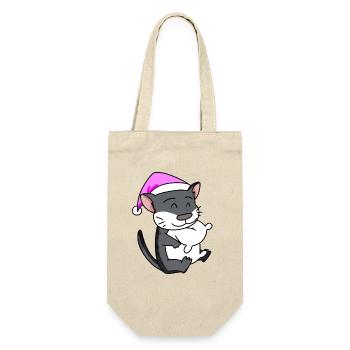 Katze Katzenrasse Norwegische Waldkatze - Geschenkbeutel für Flaschen - Natur - Vorne