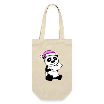 Panda with pillow and sleeping cap - Gift Bag for Bottles - nature - Front