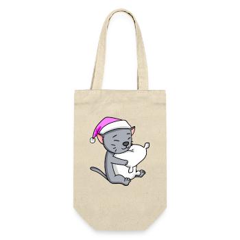 Katze Katzenrasse Korat - Geschenkbeutel für Flaschen - Natur - Vorne