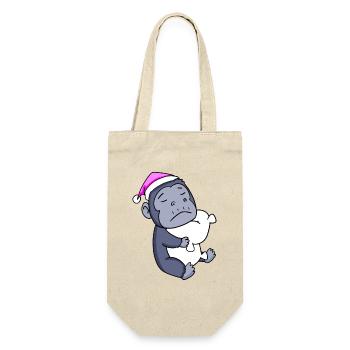 Gorilla with pillow and sleeping cap - Gift Bag for Bottles - nature - Front