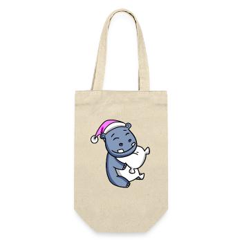 Hippo with pillow and sleeping cap - Gift Bag for Bottles - nature - Front