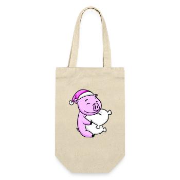 Cochon avec oreiller et bonnet de couchage - Sac à bouteille - nature - Devant