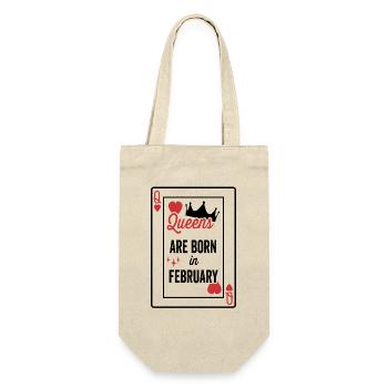 Queens Are Born In February Birthday Date Girls Wo - Gift Bag for Bottles - nature - Front