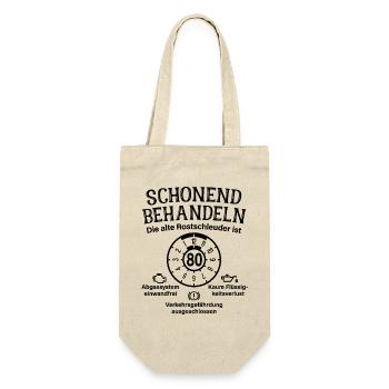 Schonend Behandeln 80. Geburtstag Rostschleuder 80 - Geschenkbeutel für Flaschen - Natur - Vorne