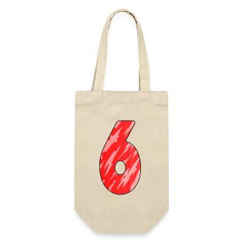 Number 6 - 6 years - Gift Bag for Bottles - nature - Front