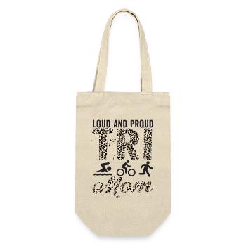 Laute Und Stolze Tri Mom Triathletin - Geschenkbeutel für Flaschen - Natur - Vorne