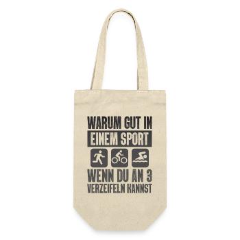 Warum Gut In Einem Sport Triathlon - Geschenkbeutel für Flaschen - Natur - Vorne