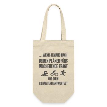 Wenn Jemand Nach Deinen Plänen Triathlon - Geschenkbeutel für Flaschen - Natur - Vorne