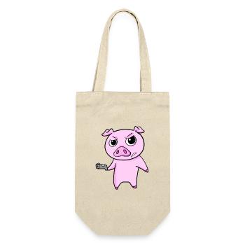 Pig with pistol - Gift Bag for Bottles - nature - Front