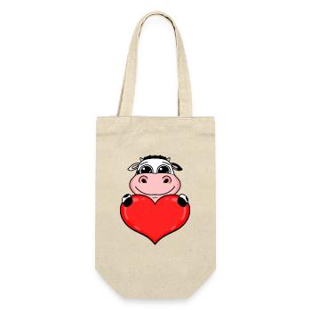 Cow with Heart - Love Romantic - Gift Bag for Bottles - nature - Front