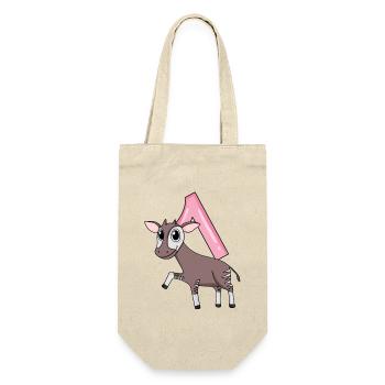 Mädchen 1 Jahre alt Okapi 1. Geburtstag Geschenk - Geschenkbeutel für Flaschen - Natur - Vorne
