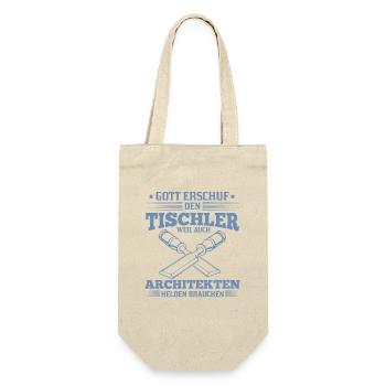 T-Shirt für Tischler weil Architekten Helden - Geschenkbeutel für Flaschen - Natur - Vorne