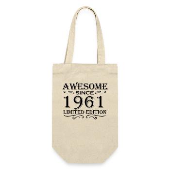 1961 - Jahrgang 1961 - Geschenkbeutel für Flaschen - Natur - Vorne