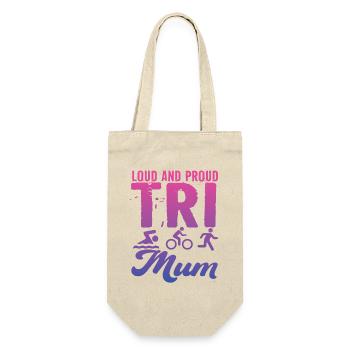 Laute Und Stolze Tri Mum Triathletin - Geschenkbeutel für Flaschen - Natur - Vorne