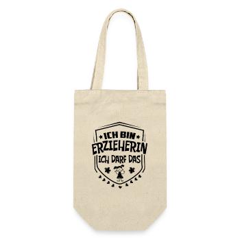 Ich bin Erzieherin Ich darf das - Geschenkbeutel für Flaschen - Natur - Vorne