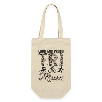Laute Und Stolze Tri Mum Triathletin - Geschenkbeutel für Flaschen - Natur - Vorne