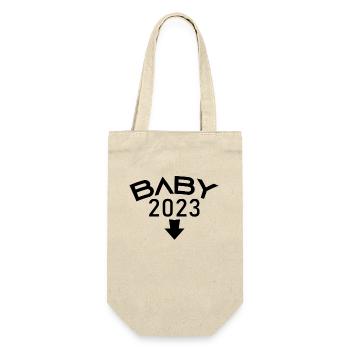 Schwangerschaft 2023 - Schwanger Geschenk - Geschenkbeutel für Flaschen - Natur - Vorne