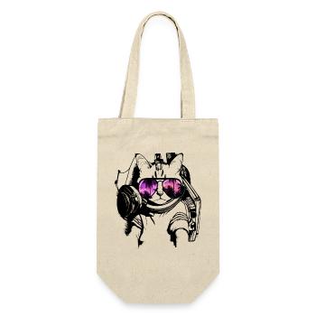 coole Katze DJ Kätzchen mitSonnenbrilleSonnenbrill - Geschenkbeutel für Flaschen - Natur - Vorne