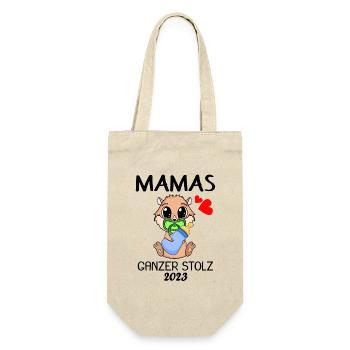 Baby 2023 - Geburt Schwanger 2023 - Baby Junge - Geschenkbeutel für Flaschen - Natur - Vorne