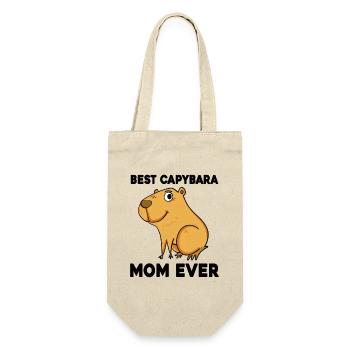 Capybara Mama Wasserschwein - Geschenkbeutel für Flaschen - Natur - Vorne