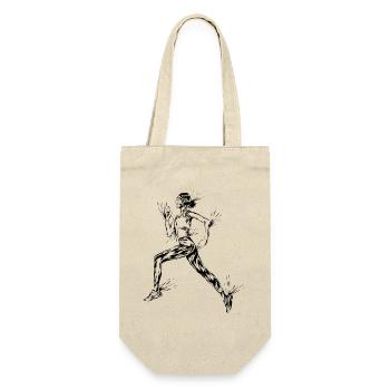 Marathon Läuferin - Geschenkbeutel für Flaschen - Natur - Vorne